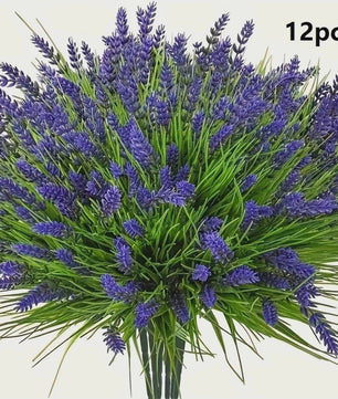 12 Bundels Kunstlavendel Planten voor Buiten - UV-bestendig Plastic Groen voor Tuin & Huis Decoratie