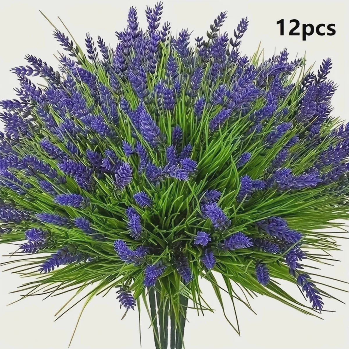 12 Bundels Kunstlavendel Planten voor Buiten - UV-bestendig Plastic Groen voor Tuin & Huis Decoratie
