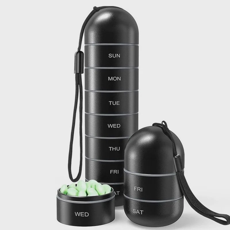 Waterdichte Pillendoos 7 Dagen - Aluminium Pillenhouder met Sleutelhanger