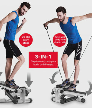 Mini Stepper met Weerstandsbanden - Compacte Full Body Workout Machine voor Thuis