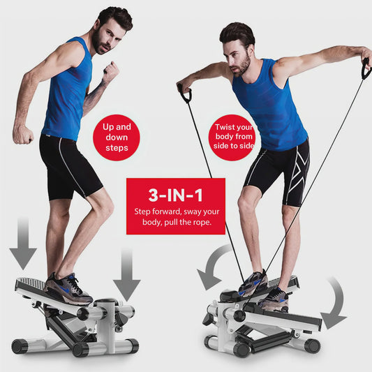 Mini Stepper met Weerstandsbanden - Compacte Full Body Workout Machine voor Thuis
