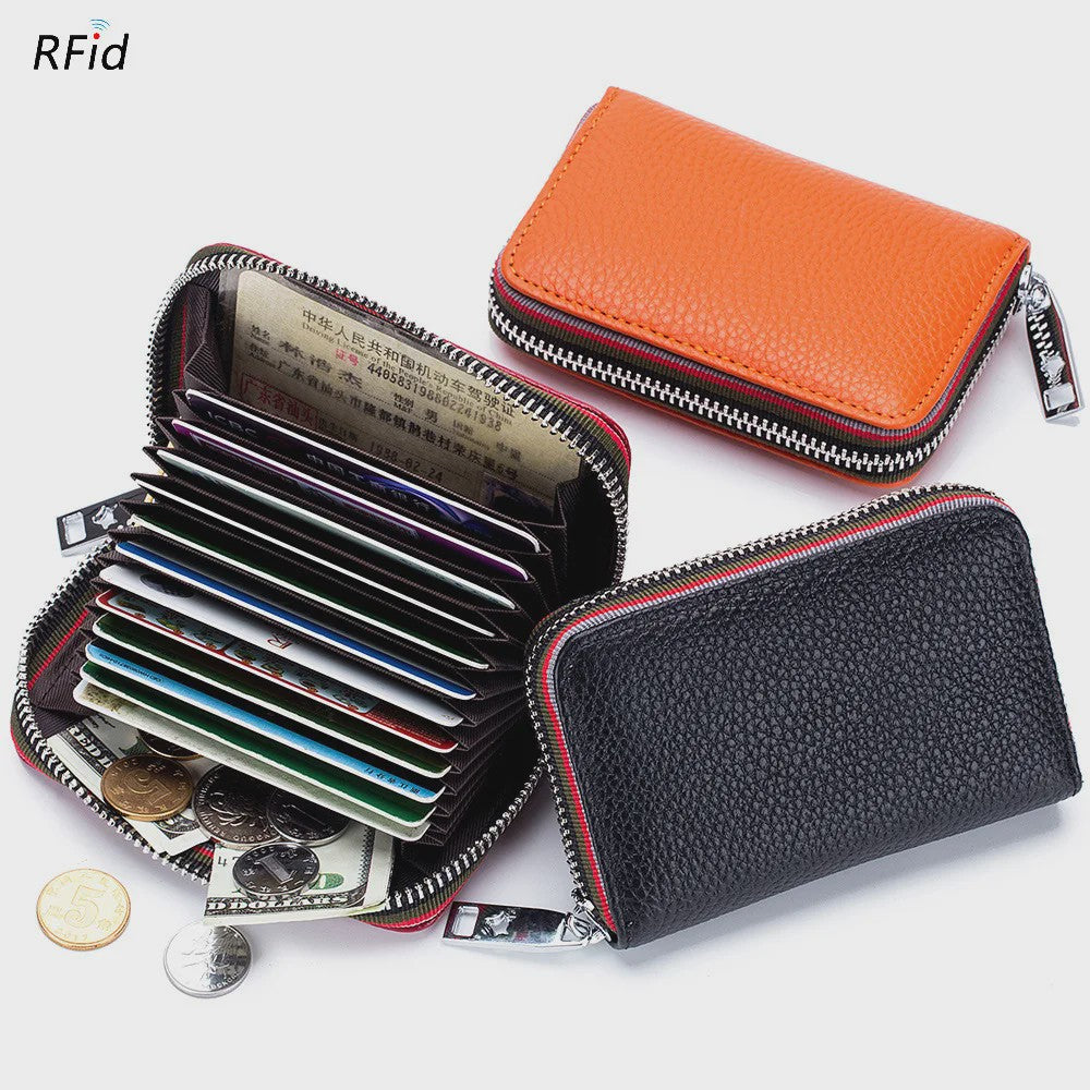 Luxe Lederen Pasjeshouder Portemonnee met RFID - Accordion Design - Heren & Dames
