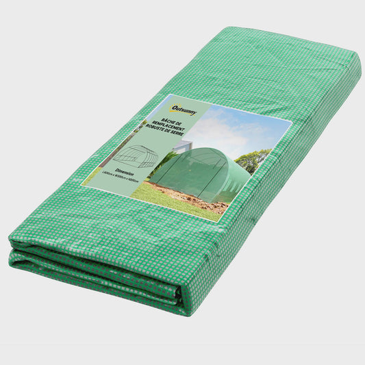 Outsunny Tunnelkas Hoes 6x3x2m - UV-bestendig, Waterdicht met 12 Ramen & Roldeur