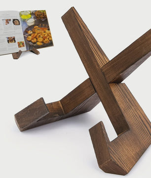 Rustieke Houten Kookboekenstandaard voor Keukenblad