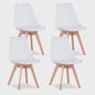 Set van 4 Scandinavische Eetkamerstoelen met Houten Poten en PU Comfortkussen