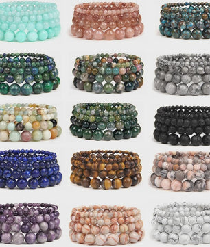 Handgemaakte Natuursteen Armbanden - Onyx & Agate Kralen - Yoga & Reiki Energie - Unisex 19cm