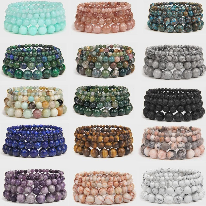 Handgemaakte Natuursteen Armbanden - Onyx & Agate Kralen - Yoga & Reiki Energie - Unisex 19cm