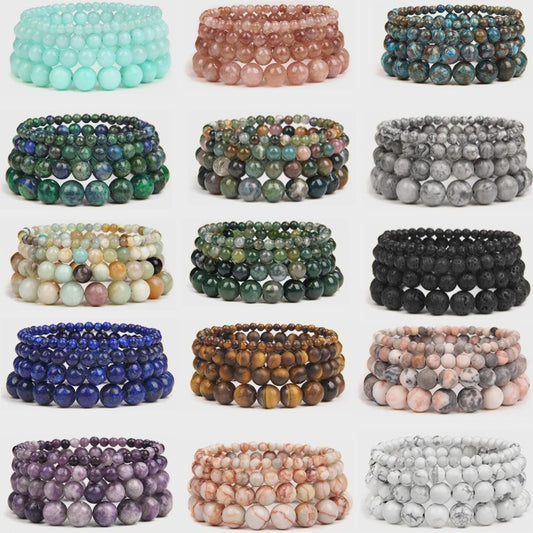 Handgemaakte Natuursteen Armbanden - Onyx & Agate Kralen - Yoga & Reiki Energie - Unisex 19cm