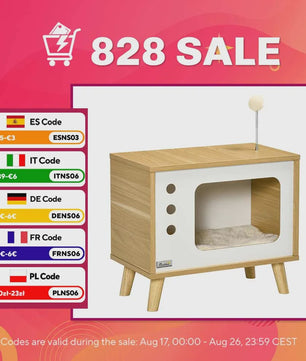 Pawhut Kattenmand in Retro TV-Design met Zachte Kussens - 50x28x43 cm
