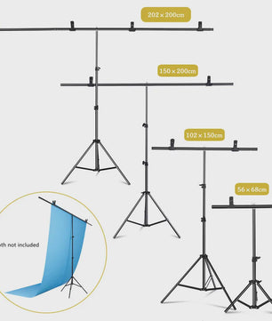 Professionele T-vormige Achtergrond Standaard voor Fotostudio & Video - 200cm Breed