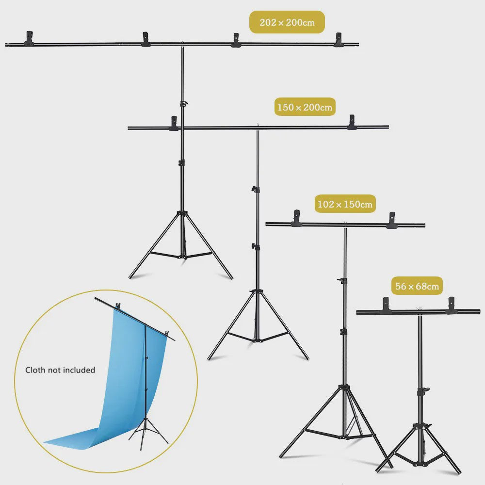 Professionele T-vormige Achtergrond Standaard voor Fotostudio & Video - 200cm Breed