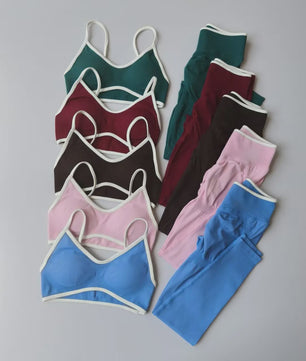 Naadloze 2-delige Sport Set: Leggings met Hoge Taille & Strappy Sport BH voor Fitness en Gym