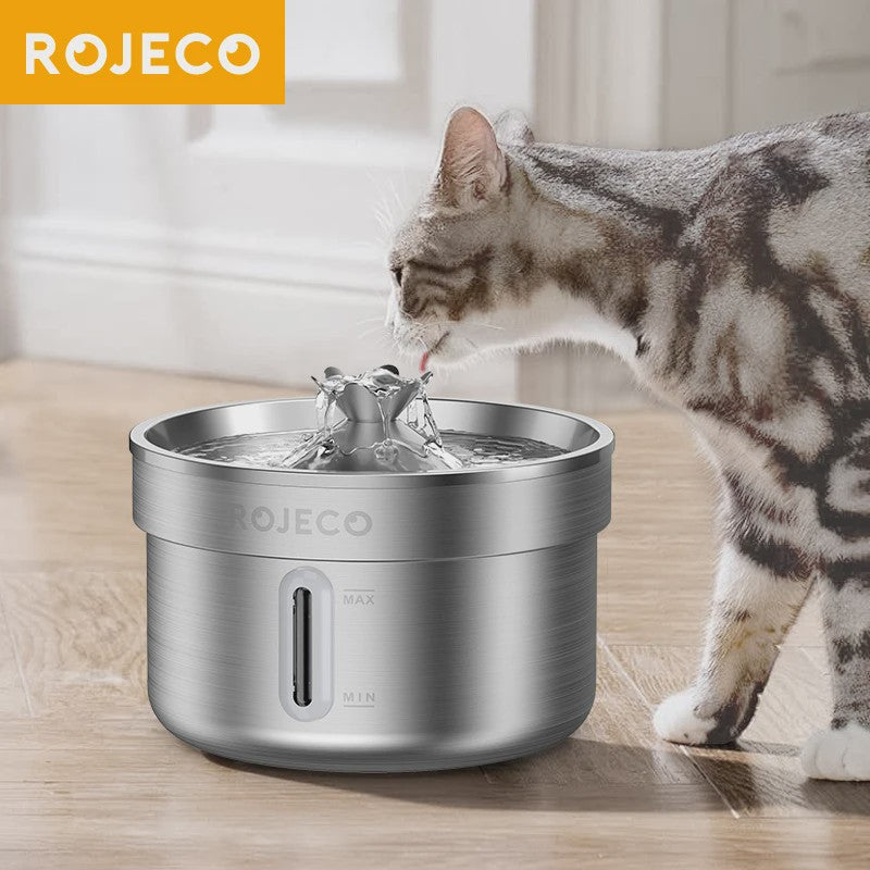 ROJECO Roestvrijstalen Automatische Drinkfontein voor Huisdieren - Slimme Waterdispenser