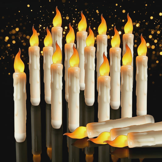 Set Flameless LED Taper Kaarsen - 16.5cm, Batterijgevoed, Flakkerend Vlam-effect