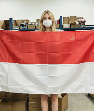 Indonesische Vlag - Polyester Banner met Messing Grommets - Diverse Maten