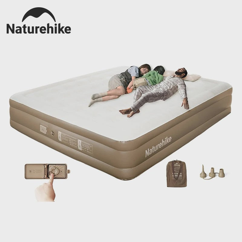 Naturehike Luchtbed 38cm Zelfopblazend met Ingebouwde Pomp - Comfortabel Kampeerbed voor 2-3 Personen