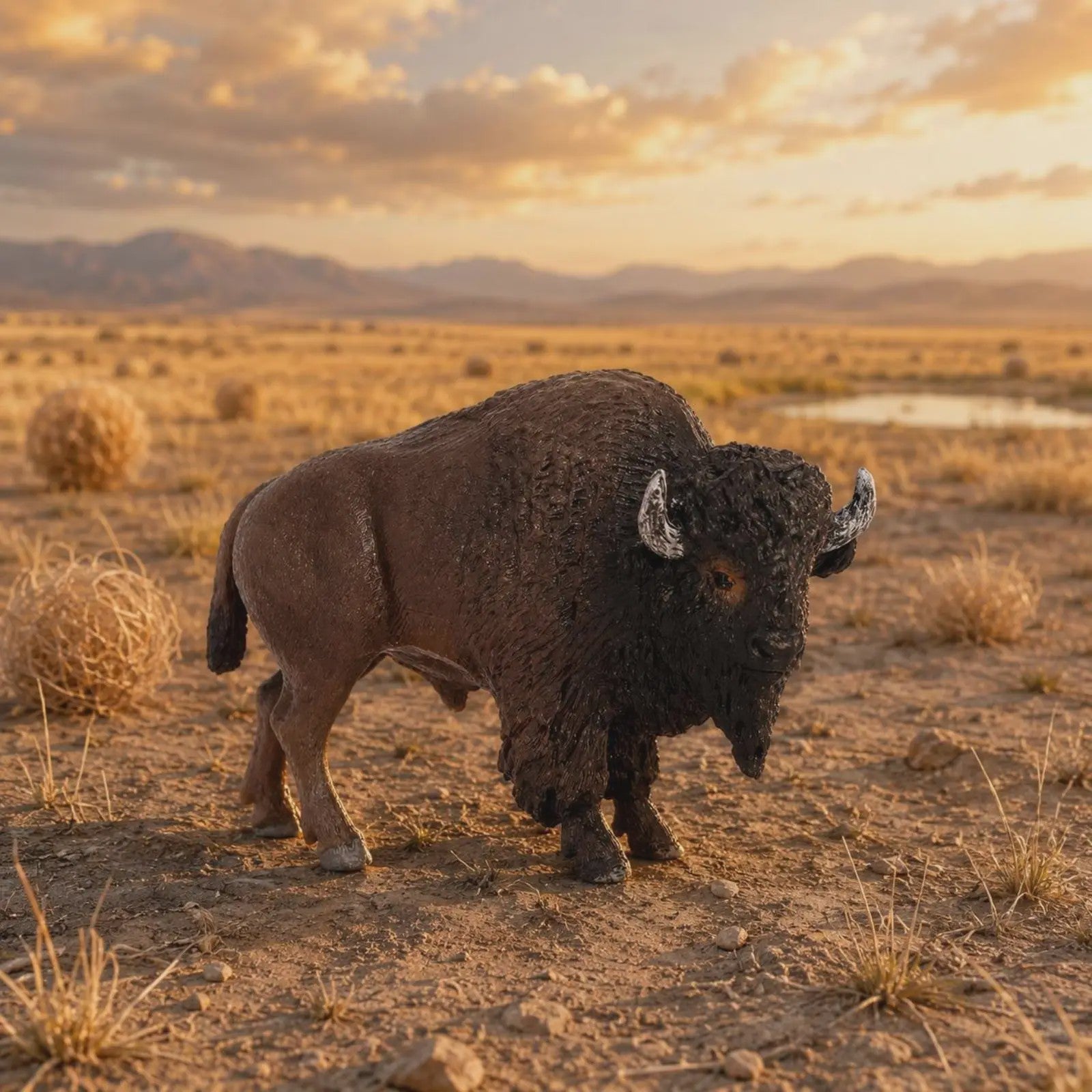 Realistische Bison Beeldje - Gedetailleerd en Handgeschilderd