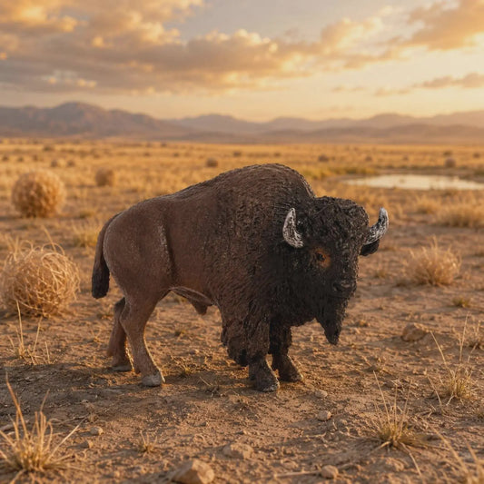 Realistische Bison Beeldje - Gedetailleerd en Handgeschilderd
