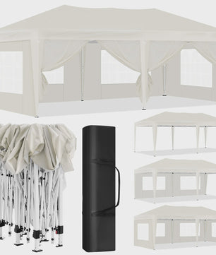 Pop-Up Partytent 3x6m Beige - Waterdicht, UV-beschermend & Inclusief Zijwanden