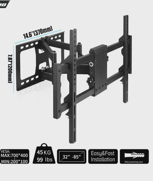 Volledig Verstelbare TV Muurbeugel met Dubbele Arm voor 32-85 Inch TV's