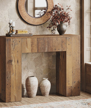 Rustieke Houten Console Tafel met Lade - 100 cm - Entree, Woonkamer, Banktafel