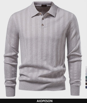 Herentrui Polo Longsleeve Gebreid Faux Cashmere - Casual & Zakelijk