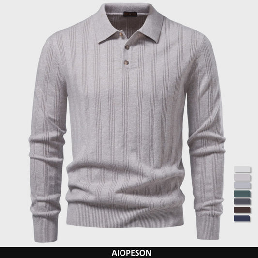 Herentrui Polo Longsleeve Gebreid Faux Cashmere - Casual & Zakelijk
