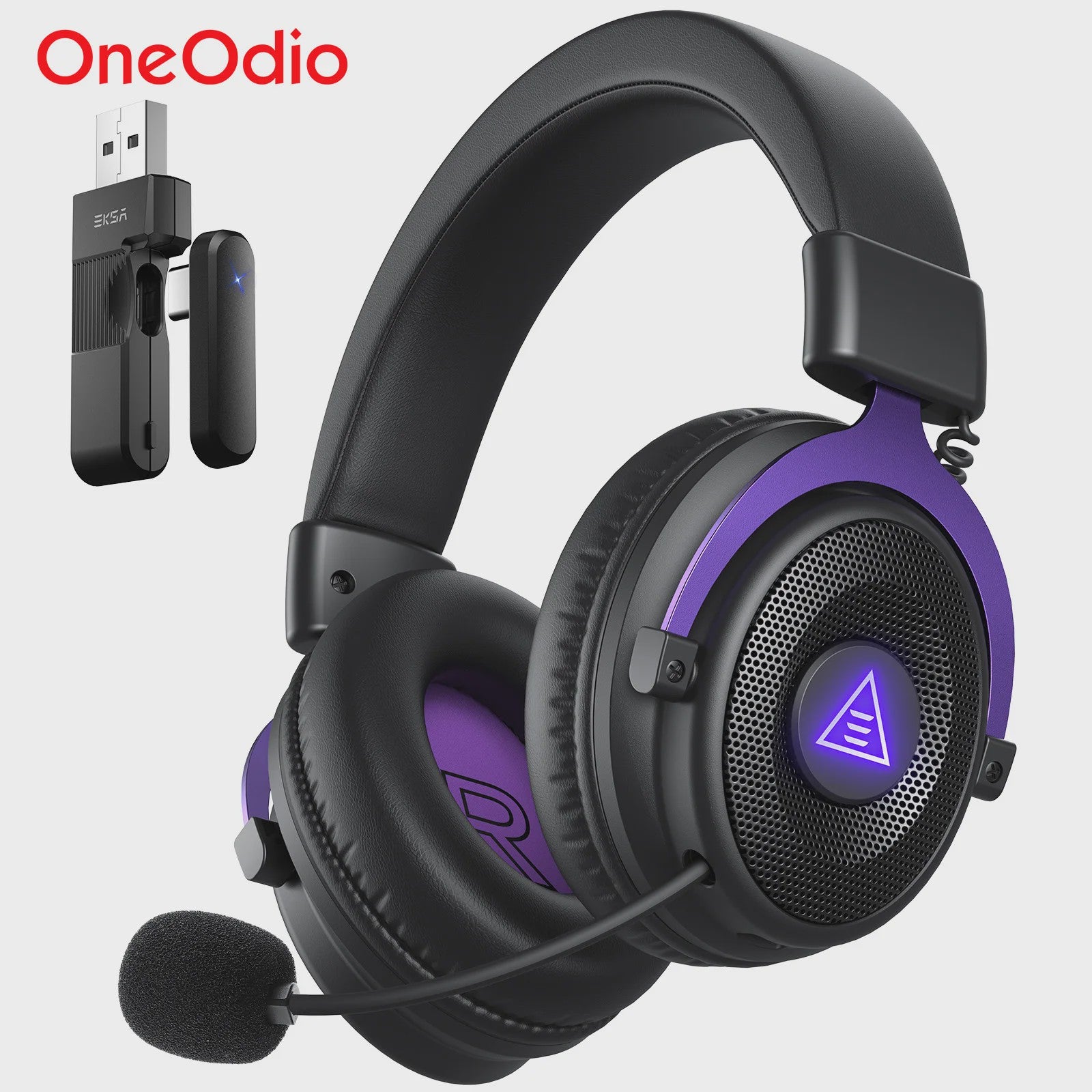 Oneodio EKSA E900 WT Gaming Headset: Draadloos 2.4G, Bluetooth, 80u Batterij & RGB