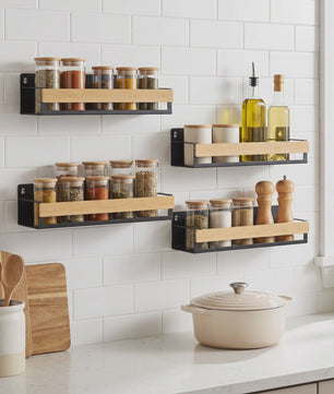4-delige Bamboe Kruidenrek Set voor Wandmontage - Keuken Organizer