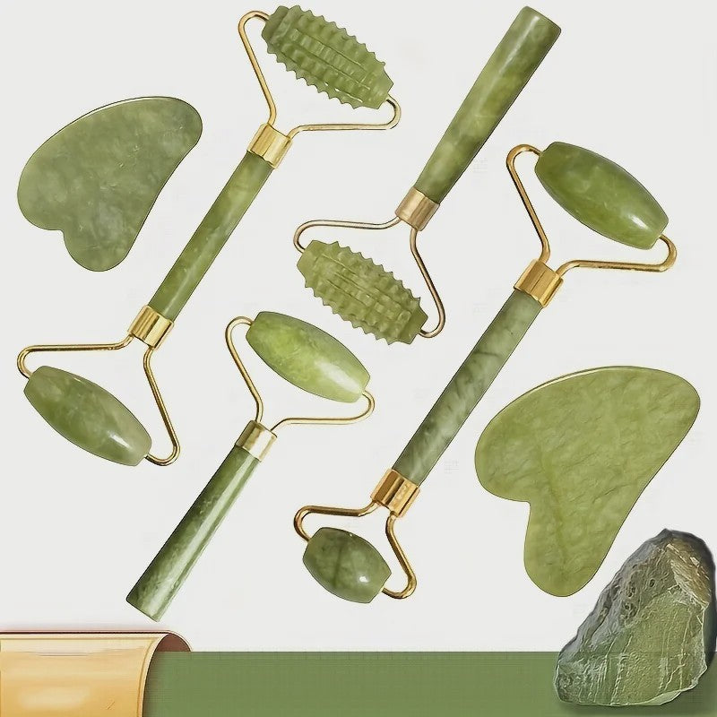 Gua Sha Jade Roller & Schraper Set - Gezichts- en Lichaamsmassage voor Huidverbetering