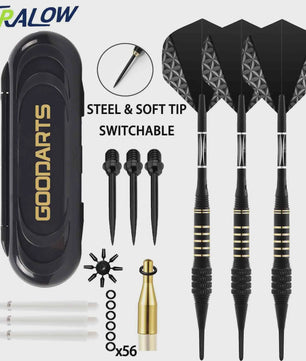 TRALOW Professionele Dartset: Wisselbare Stalen & Zachte Tips voor Ultieme Flexibiliteit