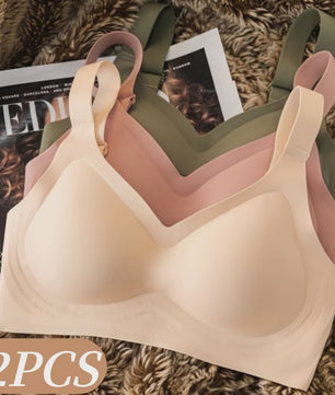 Set van 2 Naadloze Comfort BH's met V-hals en Brede Bandjes - Draadloos & Onzichtbaar