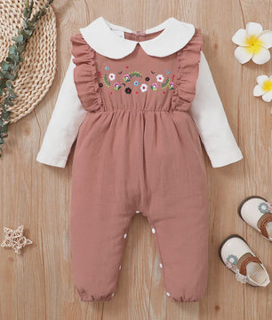 Schattige Baby Bodysuit met Bloemenprint en Lange Mouwen - 0-18 Maanden