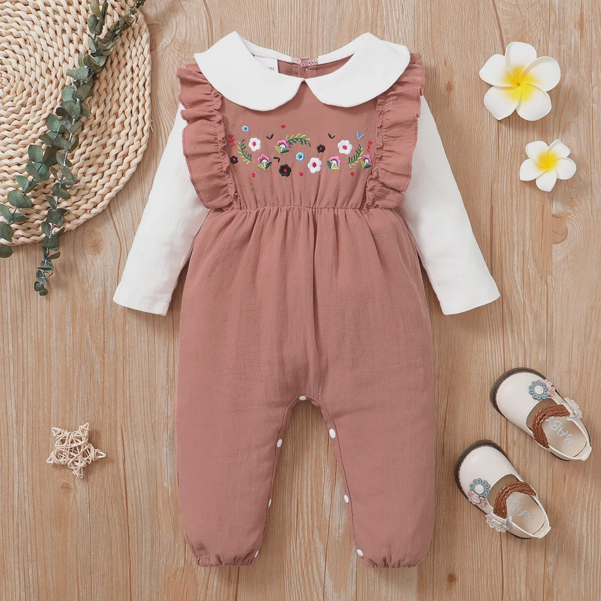 Schattige Baby Bodysuit met Bloemenprint en Lange Mouwen - 0-18 Maanden