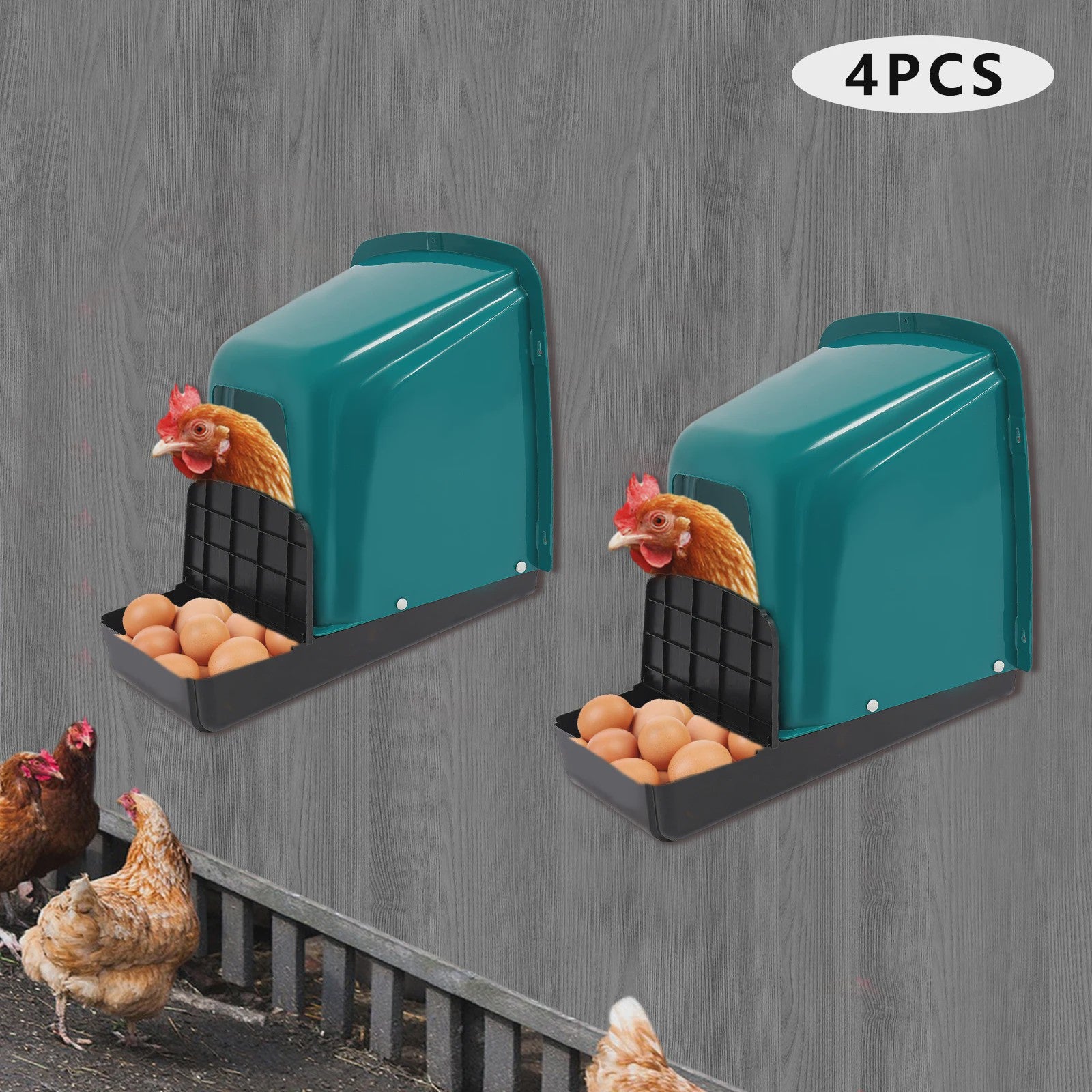 Set van 4 Kippennesten - Plastic Legnesten voor Kippen - 46.6x39x41.5cm