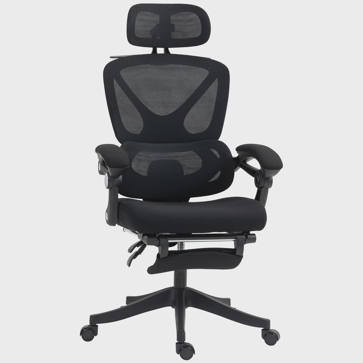 Ergonomische Bureaustoel met Hoofdsteun, Lendensteun en Voetensteun - Zwart, 135kg Belastbaar
