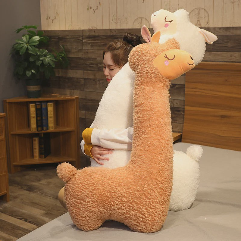 XL Alpaca Knuffelkussen 130cm - Zacht Pluche Llama Kussen voor Kinderen en Volwassenen