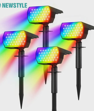 4x RGB LED Solar Tuinspots - Kleurrijk Verlichtingspakket - Waterdicht & 7 Modi