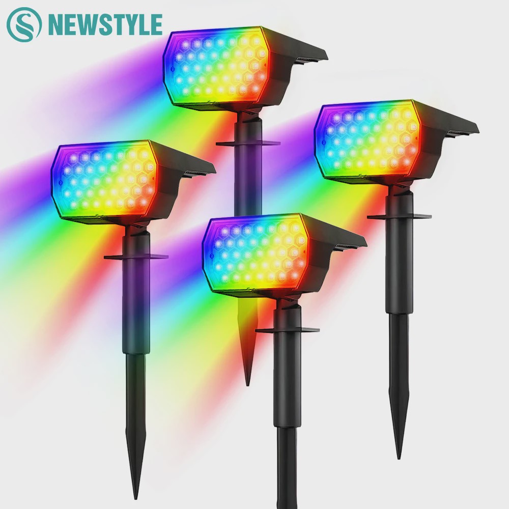 4x RGB LED Solar Tuinspots - Kleurrijk Verlichtingspakket - Waterdicht & 7 Modi