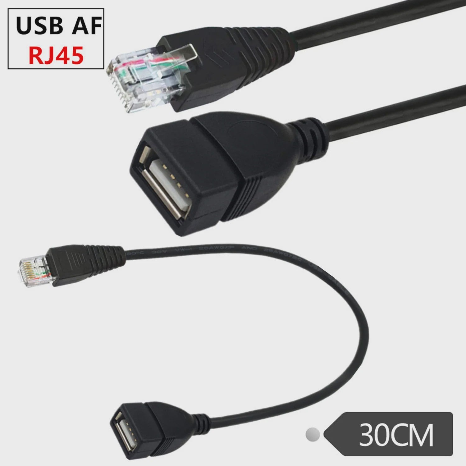 2x USB Female naar RJ45 Male Adapterkabel - Netwerk Converter voor Camera, Router, Laptop