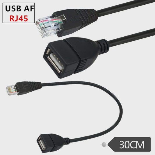 2x USB Female naar RJ45 Male Adapterkabel - Netwerk Converter voor Camera, Router, Laptop