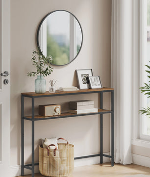 Smal Console Dressoir met 2 Etages - 80x20x100 cm - Industrieel Design