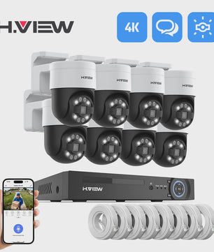 H.VIEW 8-Kanaals 4K/8MP Beveiligingscamera Systeem met PTZ & Humanoid Detectie - Complete Kit