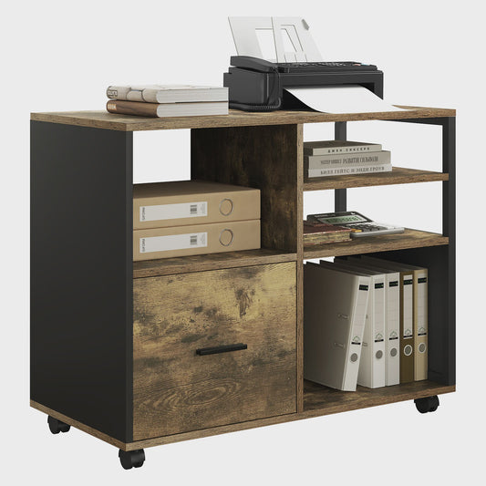 Mobiel Archiefkast Bureau met Wielen, Lades en Opbergvakken - Industrieel Design