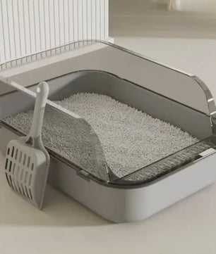 Semi-Gesloten Kattenbak met Hoge Randen - Spatwaterdicht en Ruim Toilet voor Kittens