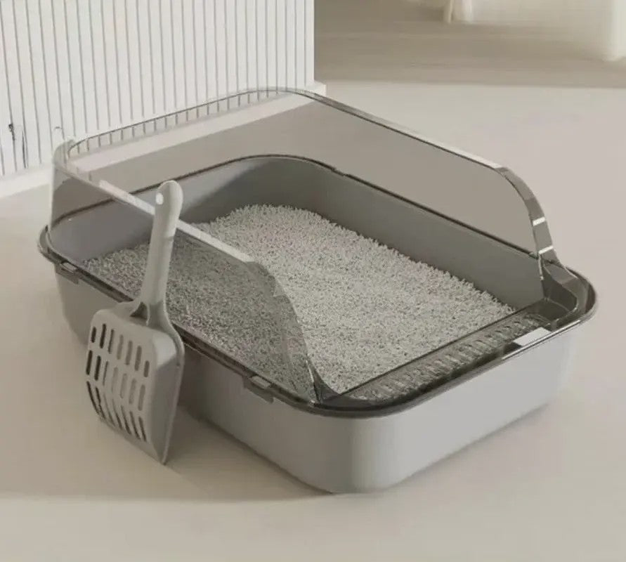 Semi-Gesloten Kattenbak met Hoge Randen - Spatwaterdicht en Ruim Toilet voor Kittens