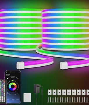 Flexibele RGB LED Neon Touwverlichting 30M/20M - App/Remote Bediening, Muziek Sync, IP65 Outdoor