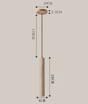 Stijlvolle Cilinder Hanglamp van Travertin Steen - LED Plafondlamp voor Slaapkamer, Eettafel & Keuken