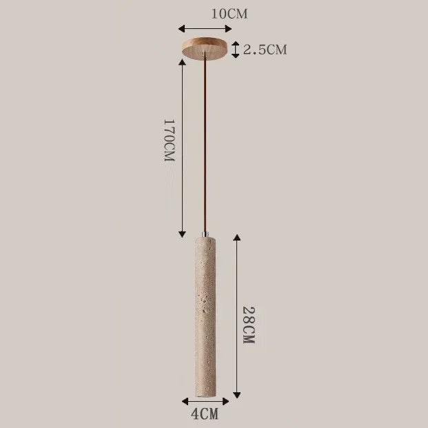 Stijlvolle Cilinder Hanglamp van Travertin Steen - LED Plafondlamp voor Slaapkamer, Eettafel & Keuken