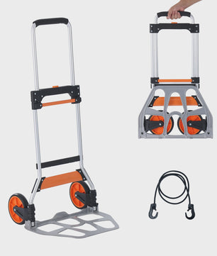 Opvouwbare Transportkar met Telescopische Handgreep en Spanband - Max 140 kg